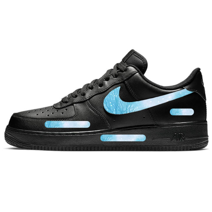 Nike Nike Air Force 1 Snow Scene Slip Resistant Abrasion Resistant Low top Skateboard Shoes Unisex Black