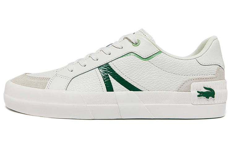 LACOSTE Leather Lace Up Low top Skateboard Shoes Men's White
