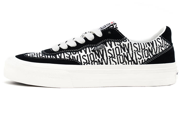 Vision Street Wear Flat Top Low top Skateboard Shoes Unisex Black White All Over Print