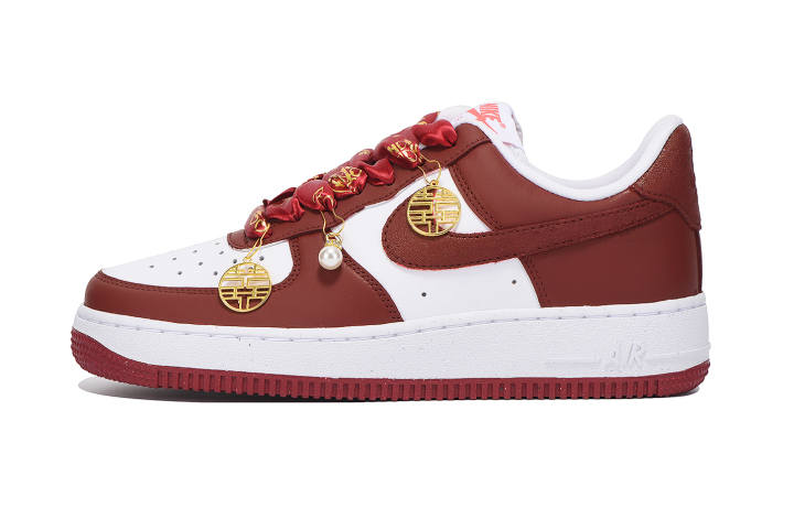 Nike Nike Air Force 1 Coverage Slip Resistant And Abrasion Resistant Low top Skateboard Shoes Unisex Red