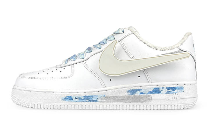 Nike Nike Air Force 1 Low top Skateboard Shoes Men's White Blue Gray