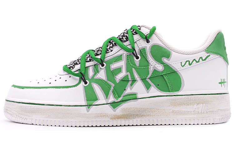 Nike Nike Air Force 1 Slip Resistant, Abrasion Resistant, Lightweight Low top Skateboard Shoes Women's White Green