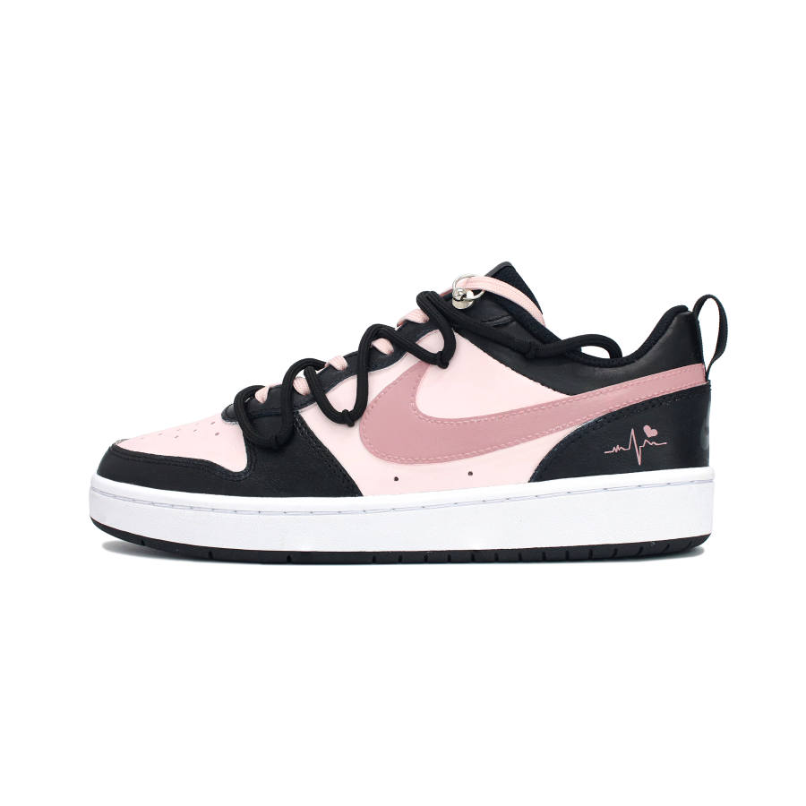 Nike Nike Court Borough Abrasion Resistant Breathable Low top Skateboard Shoes Women's Black Pink GS