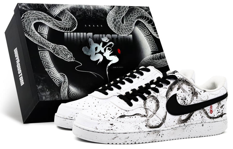 Nike Nike Court Vision 1 Slip Resistant Cushioning Abrasion Resistant Low top Skateboard Shoes Men's White Black