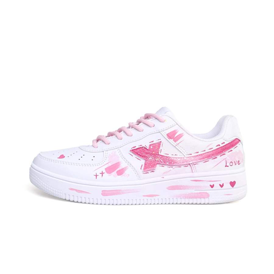 XTEP Air Force 1 Slip Resistant Cushioning Lightweight Low top Skateboard Shoes Women's White Pink