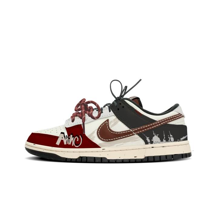 Nike Nike Dunk Low top Skateboard Shoes Men's Black Red