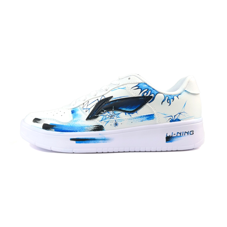 Li-Ning Li Ning Synthetic Leather Lightweight And Breathable Low top Skateboard Shoes Men's White Blue