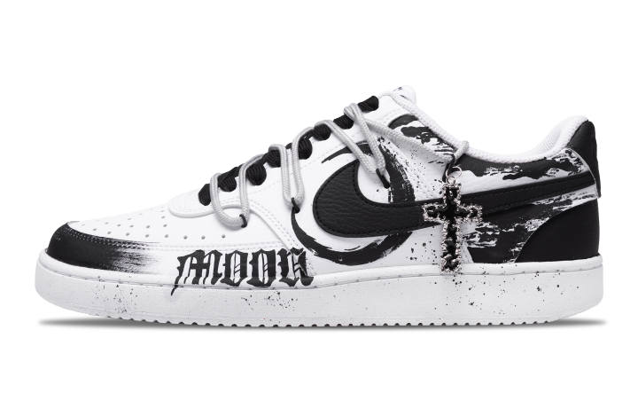 Nike Nike Court Vision 1 Moonlight Knight Slip Resistant Abrasion Resistant Low top Skateboard Shoes Men's Black White