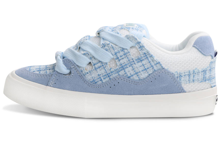 Ollieskate Puffy Shoes Suede Slip Resistant Cushioning Abrasion Resistant Skateboard Shoes Unisex Light Blue