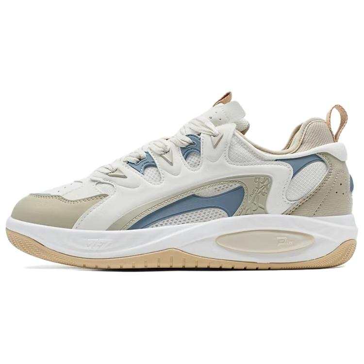 XTEP Yuji Plus Synthetic Leather, TPU Wear resistant And Lightweight Low top Skateboard Shoes Men's White Beige Blue