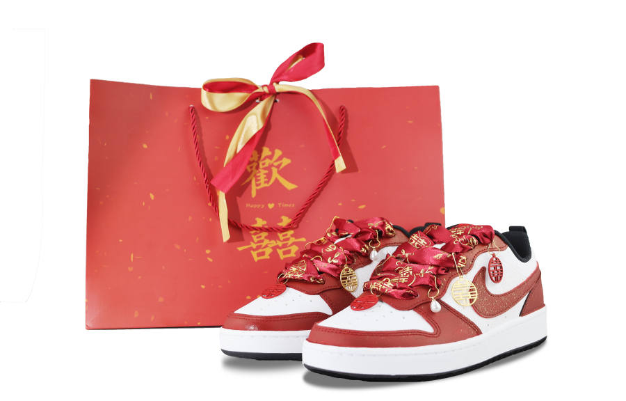 Nike Nike Court Borough 2 Joy In My Home Slip Resistant Abrasion Resistant Low top Skateboard Shoes GS Red