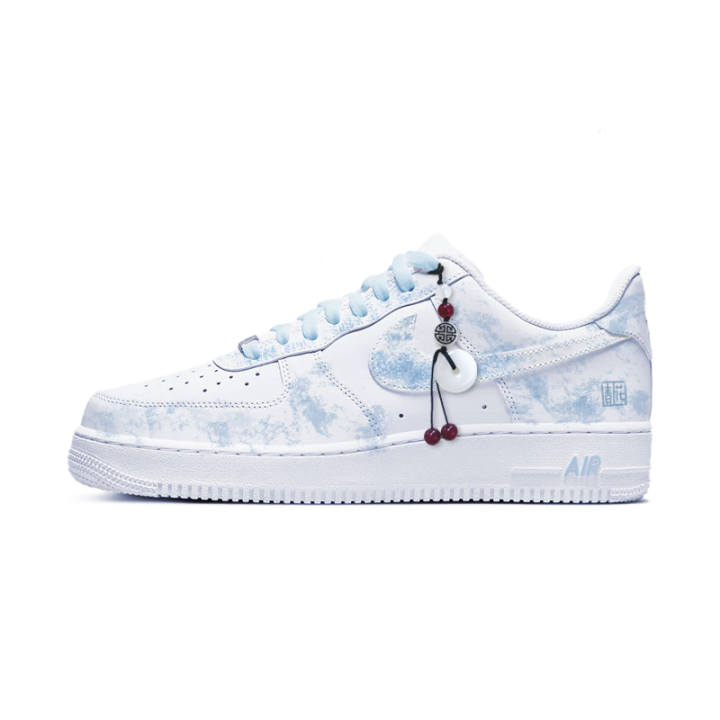 Nike Nike Air Force 1 Slip Resistant Abrasion Resistant Low top Skateboard Shoes Unisex Blue White