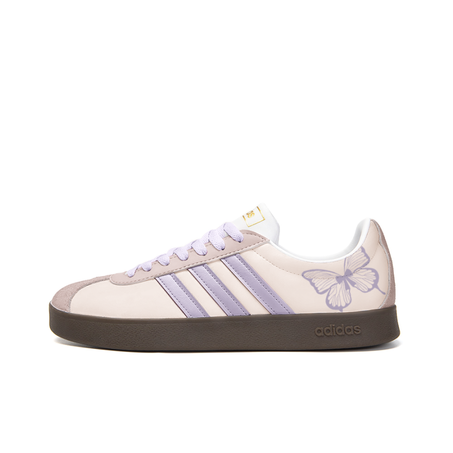Adidas Neo VL Court 2.0 Leather Slip Resistant Abrasion Resistant Low top Skateboard Shoes Unisex Pink Purple