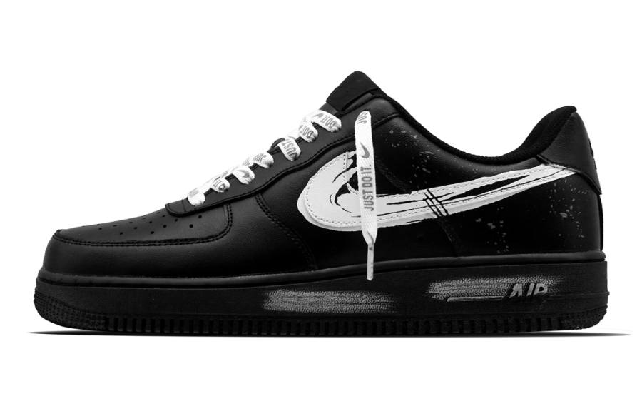 Nike Nike Air Force 1 Ink Wash Venom Slip Resistant Abrasion Resistant Low top Skateboard Shoes Women's Black White