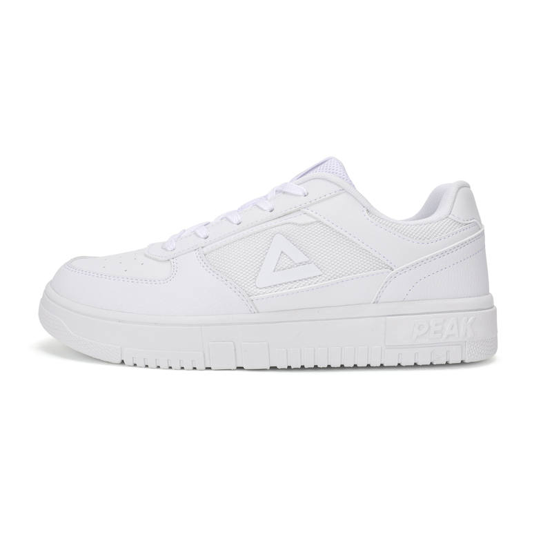 PEAK State Pole Textile, Synthetic Leather Coverage Cushioning Breathable Low top Skateboard Shoes Men's All White