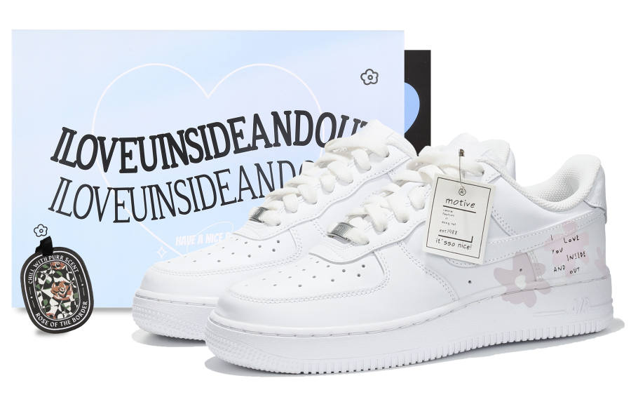 Nike Nike Air Force 1 Love Confession Slip Resistant Abrasion Resistant Low top Skateboard Shoes Women's Pink White