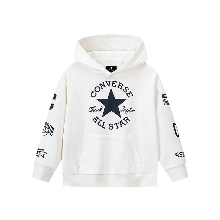 Converse Sweatshirt Fleece Lined Thermal Hooded Base Layer Print Letter Casual Long Sleeved Kids'