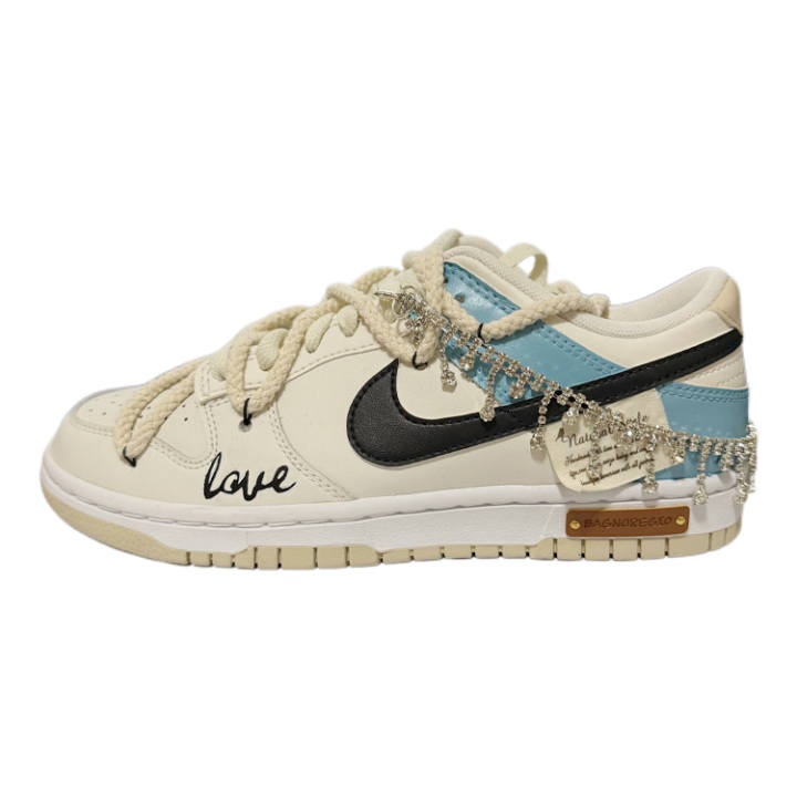 Nike Nike Dunk Blue Sea Leather Low top Skateboard Shoes Men's White Blue Black