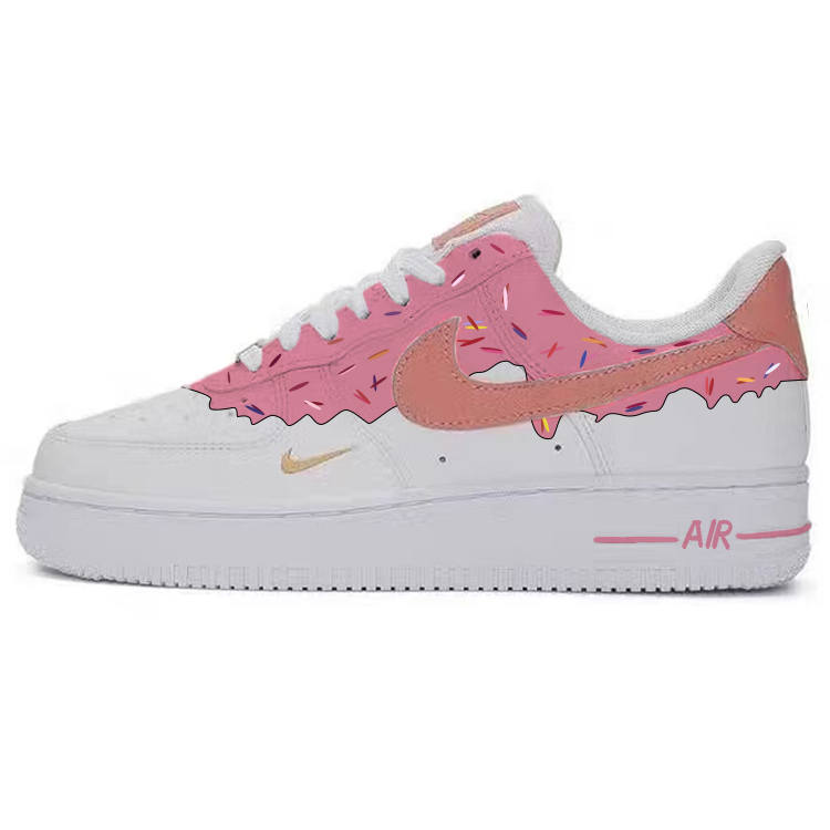 Nike Nike Air Force 1 Fluid Ice Cream Slip Resistant Abrasion Resistant Low top Skateboard Shoes Women's White Pink