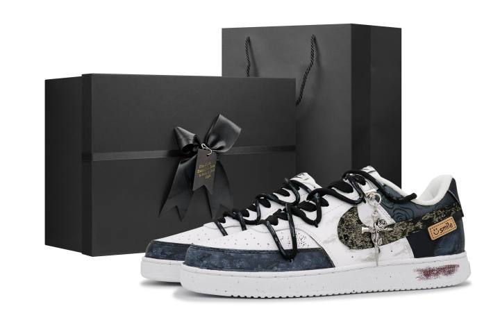Nike Nike Court Vision 1 Slip Resistant Cushioning Abrasion Resistant Low top Skateboard Shoes Men's Black White Blue