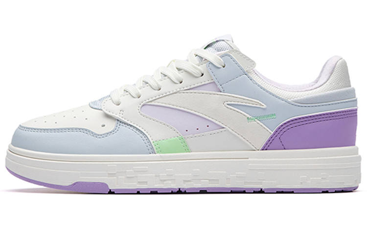 Anta Textile, Synthetic Leather Wear resistant And Lightweight Low top Skateboard Shoes Women's White Blue Purple