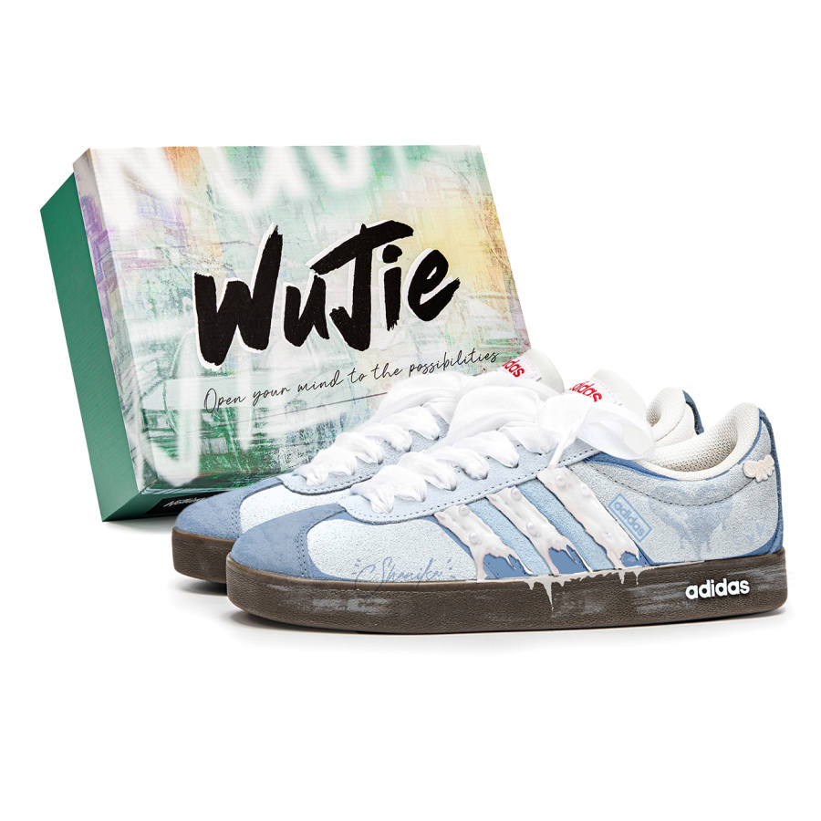 Adidas Neo VL Court 2.0 Heartfelt Solution Cushioning Low top Skateboard Shoes Unisex Blue Brown