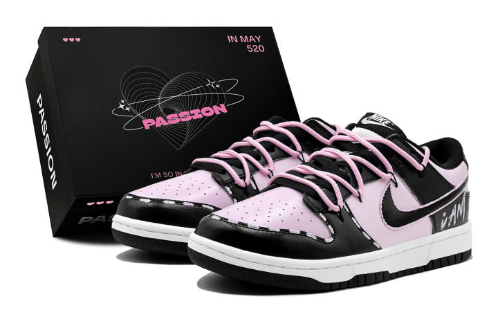 Nike Nike Dunk Fall Refresh, Couple's, Berry Cookie, Neon Pink, Sweetheart, Color Block Leather Low top Skateboard Shoes