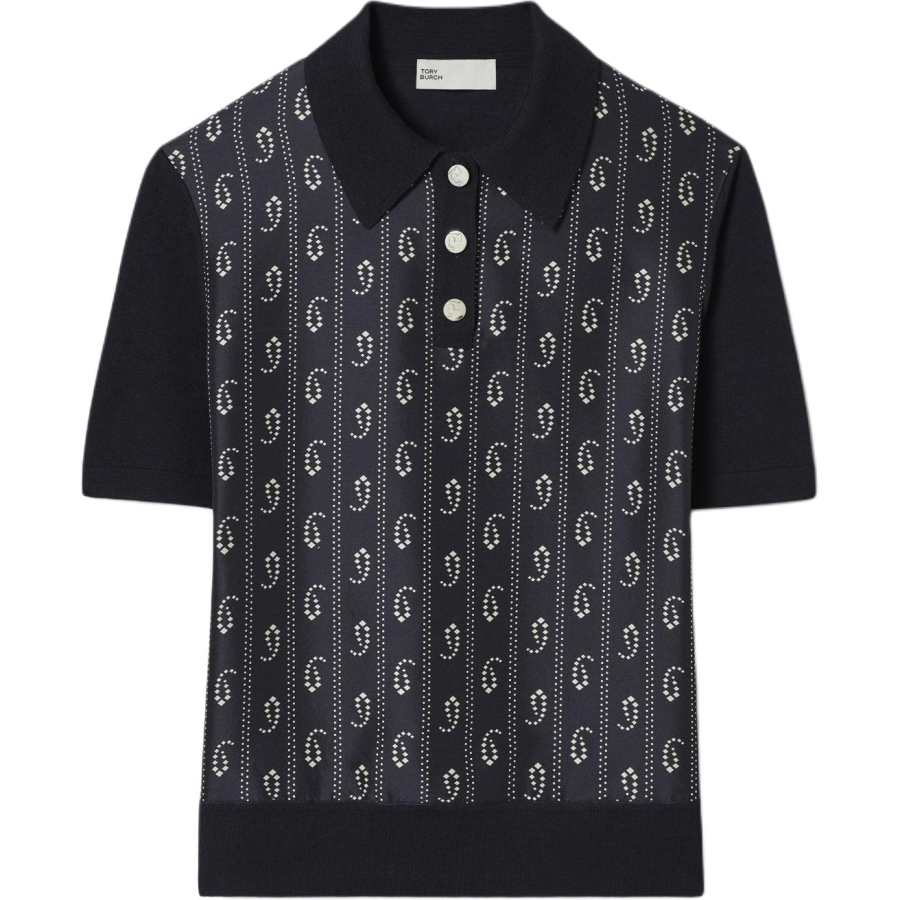 TORY BURCH Polo Shirts Women's Marine Blue Polo Collar Moderate Straight Fit