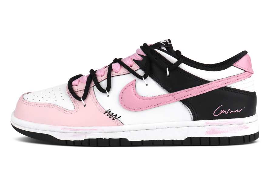 Nike Nike Dunk Abrasion Resistant Lightweight Wear resistant And Lightweight Low top Skateboard Shoes Women's Black Pink