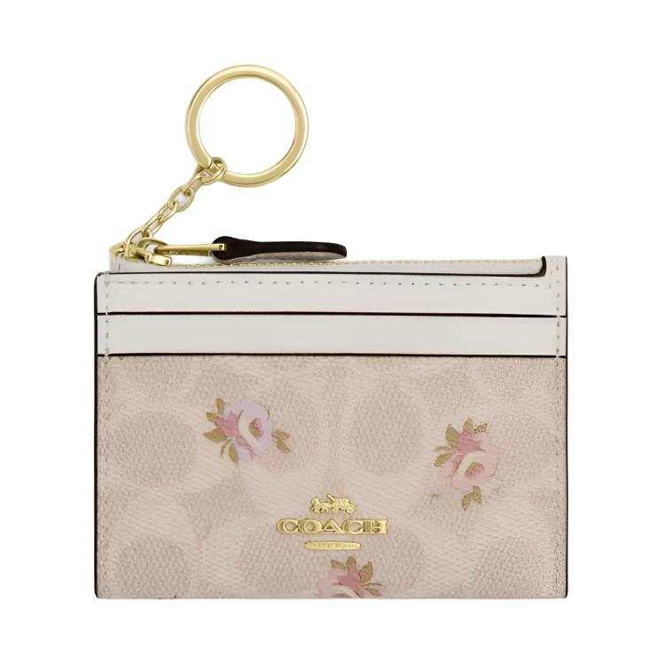 COACH Skinny Id Case Coated Canvas Card Holder Regular Women's Gold & Sand