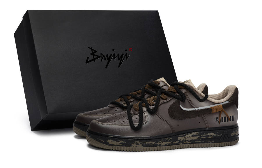 Nike Nike Air Force 1 Slip Resistant Low top Skateboard Shoes Unisex Brown Black