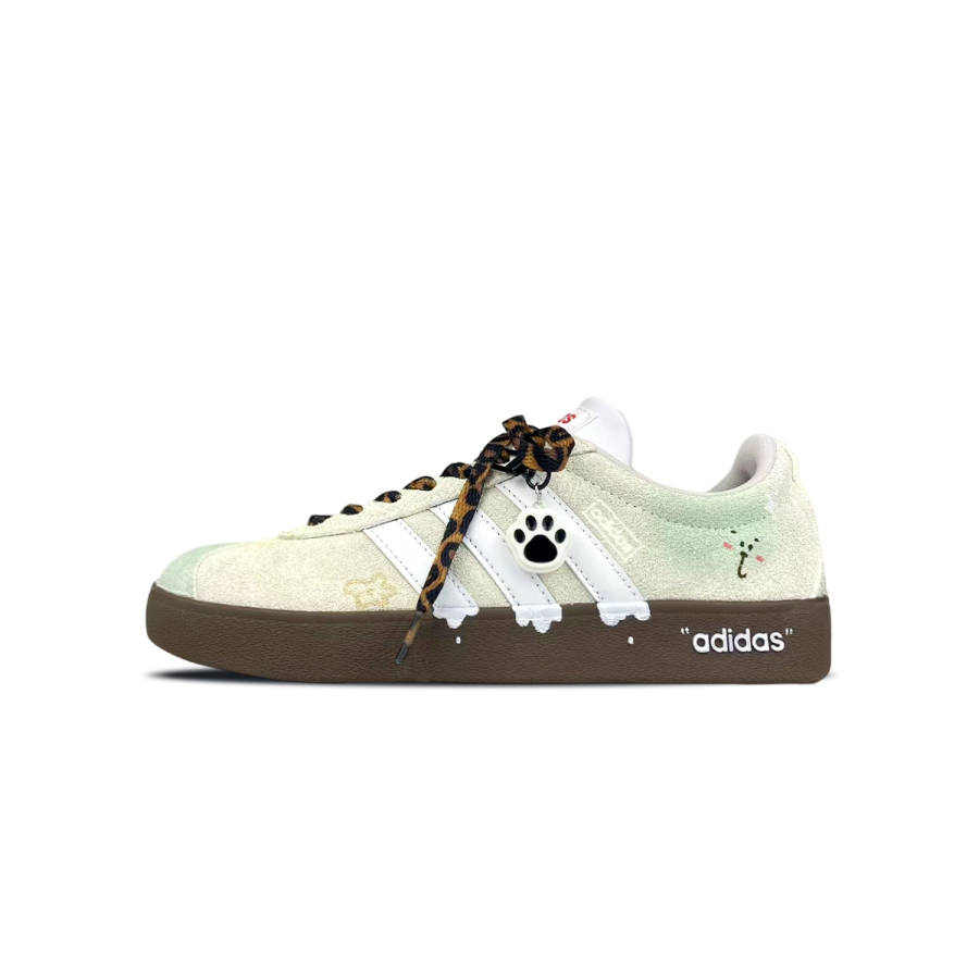 Adidas Adidas VL COURT 2.0 Cushioning, Wear Resistant Low top Skateboard Shoes Unisex Beige Green