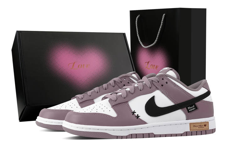 Nike Nike Dunk Dusk Purple White Dream, Heart Box Abrasion Resistant Low top Skateboard Shoes Unisex Purple