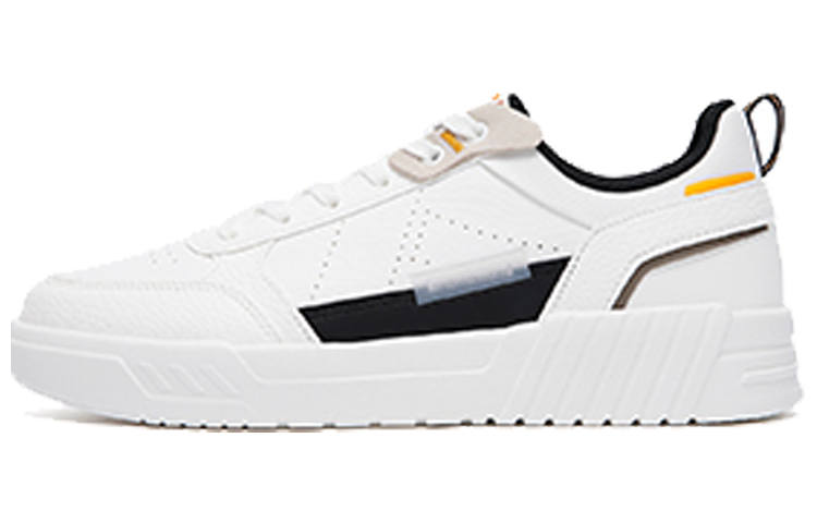 XTEP Textile, Synthetic Leather Lightweight Coverage Slip Resistant Low top Skateboard Shoes Men's White Black