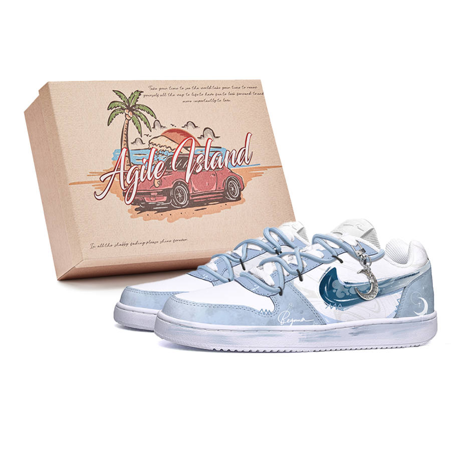 Nike Nike EBERNON Lively Island, Moon Cushioning Low top Skateboard Shoes Unisex Blue White