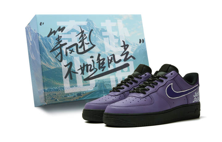 Nike Nike Air Force 1 Slip Resistant Abrasion Resistant Low top Skateboard Shoes Unisex Black Purple