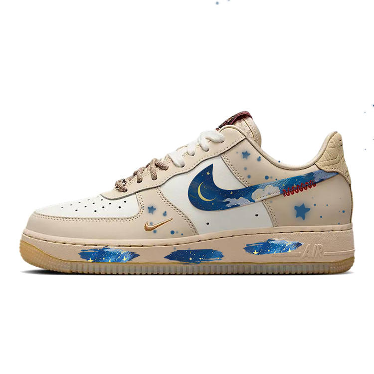 Nike Nike Air Force 1 Slip Resistant, Abrasion Resistant, Lightweight Low top Skateboard Shoes Women's Brown Blue