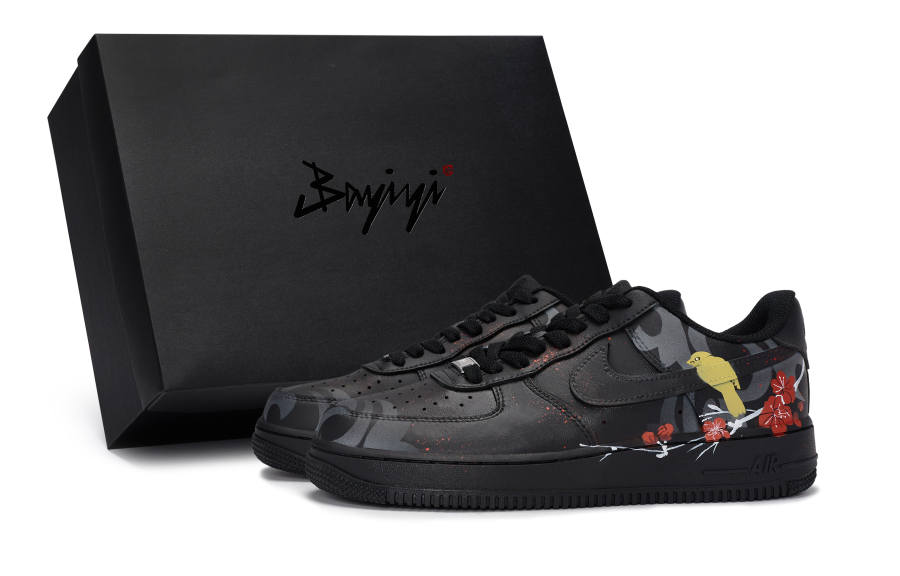 Nike Nike Air Force 1 Slip Resistant Low top Skateboard Shoes Unisex Black Red Yellow