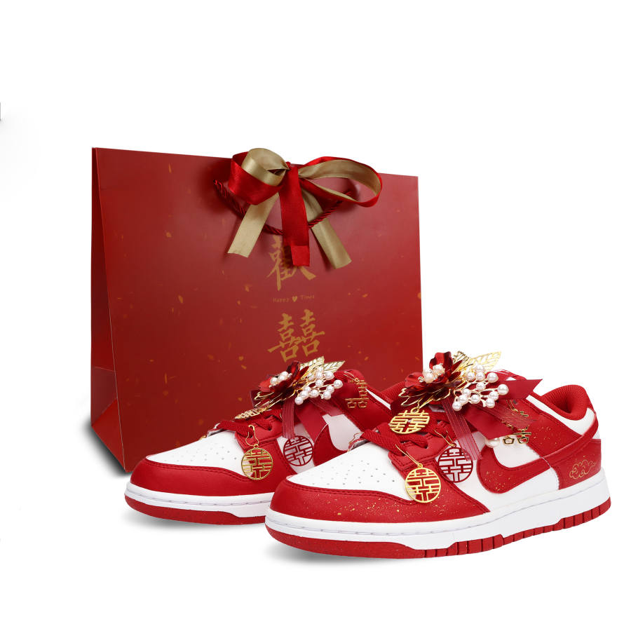 Nike Nike Dunk Good Fortune And Prosperity Abrasion Resistant Low top Skateboard Shoes Unisex Red