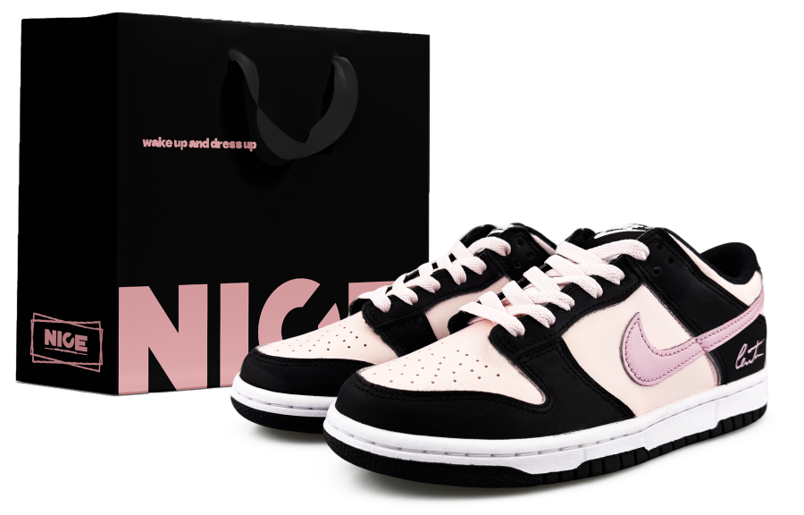 Nike Nike Dunk Abrasion Resistant Low top Skateboard Shoes Women's Black Pink