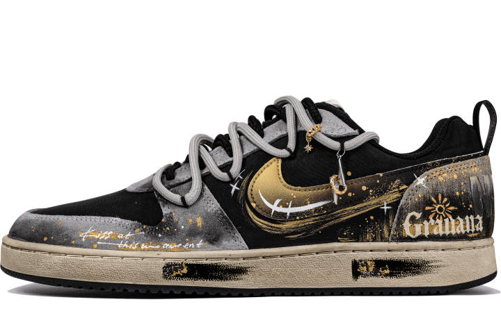 Nike Nike Court Borough LOW Saint Seiya, Sun God, Ink Splatter Distressed, Vintage Abrasion Resistant Abrasion Resistant
