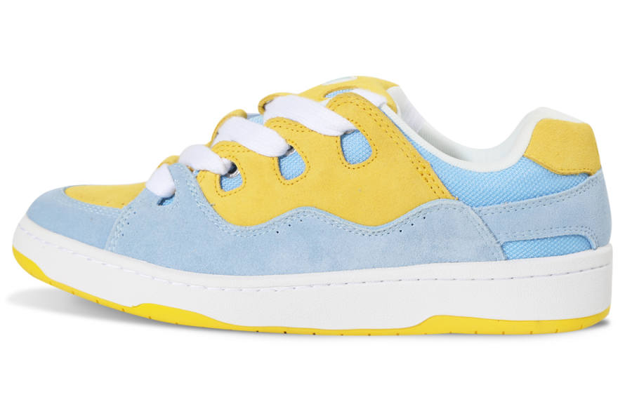Ollieskate Bake Suede Abrasion Resistant Slip Resistant Skateboard Shoes Unisex Blue Yellow