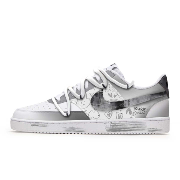 Nike Nike Court Vision 1 Slip Resistant Abrasion Resistant Low top Skateboard Shoes Men's Gray White