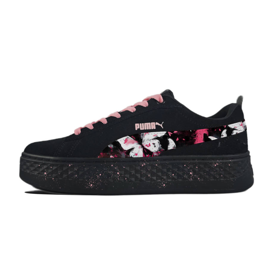 PUMA Smash Platform Dream Butterfly Abrasion Resistant Breathable Low top Skateboard Shoes Women's Black Pink