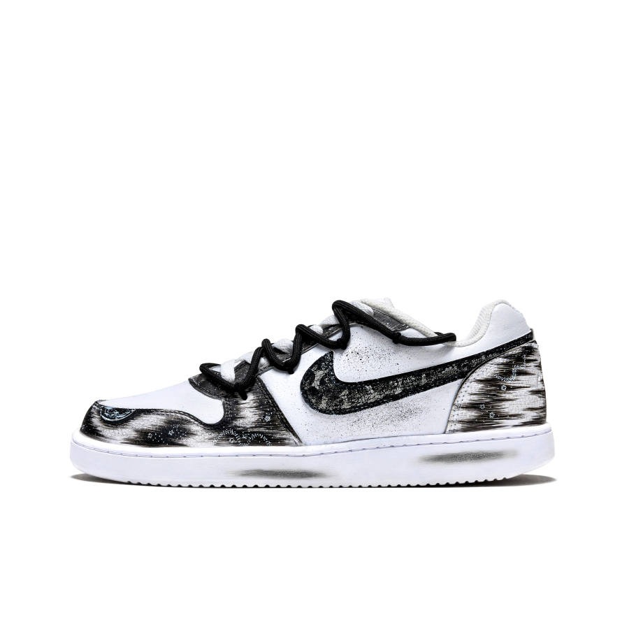 Nike Nike EBERNON Leather Abrasion Resistant Breathable Slip Resistant Low top Skateboard Shoes Unisex Black White