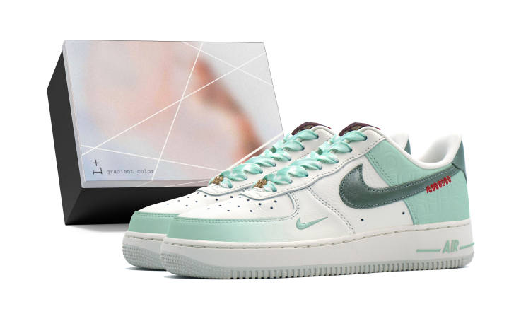 Nike Nike Air Force 1 Slip Resistant Abrasion Resistant Low top Skateboard Shoes Unisex White Green