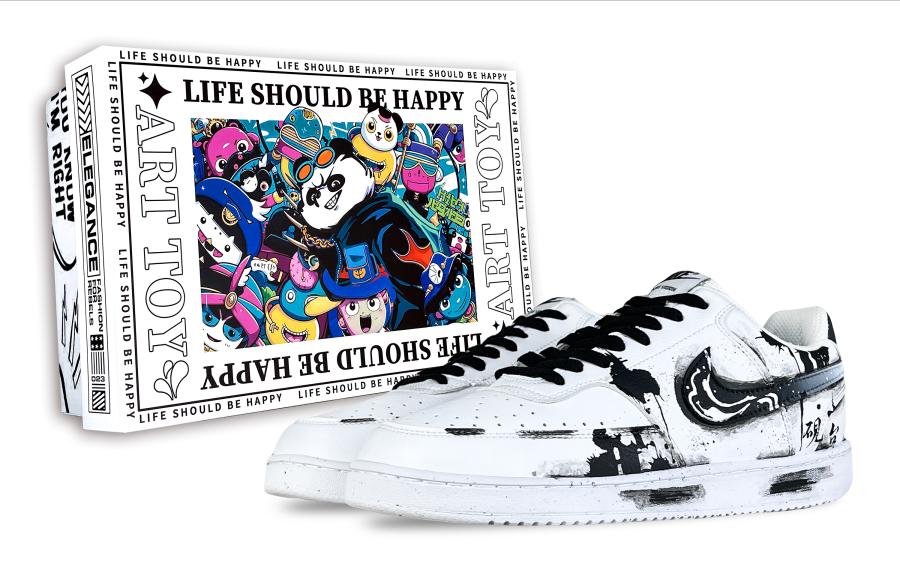 Nike Nike Court Vision 1 Fairyland, Inkstone Abrasion Resistant Low top Skateboard Shoes Men's Black White