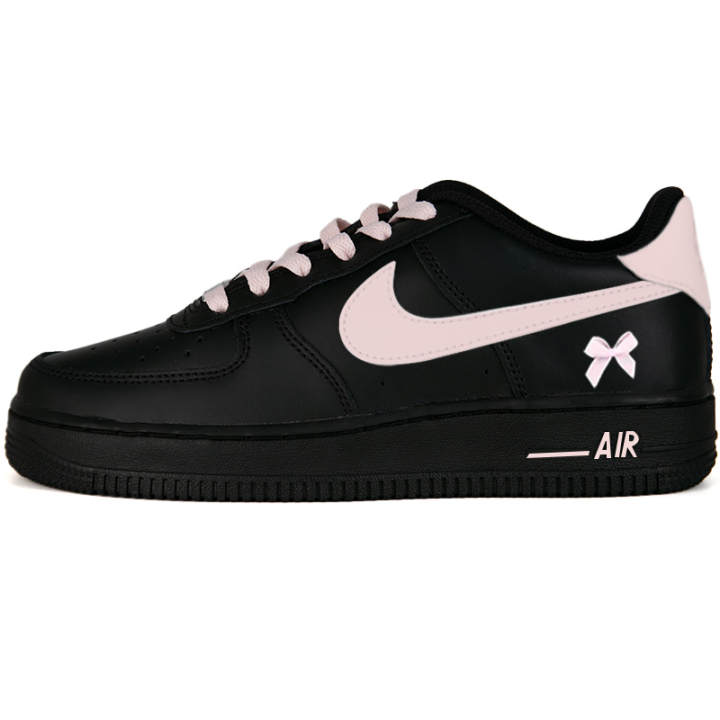 Nike Nike Air Force 1 Black Warrior, Air Force 1, Bowknot Abrasion Resistant Low top Skateboard Shoes Unisex Black Pink