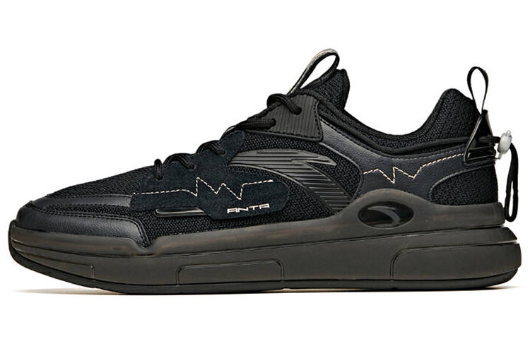 Anta Life Collection Cushioning Abrasion Resistant Cushioning, Wear Resistant Low top Skateboard Shoes Men's Black Gold