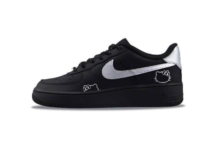 Nike Nike Air Force 1 Wear resistant And Lightweight Low top Skateboard Shoes Unisex Black Silver
